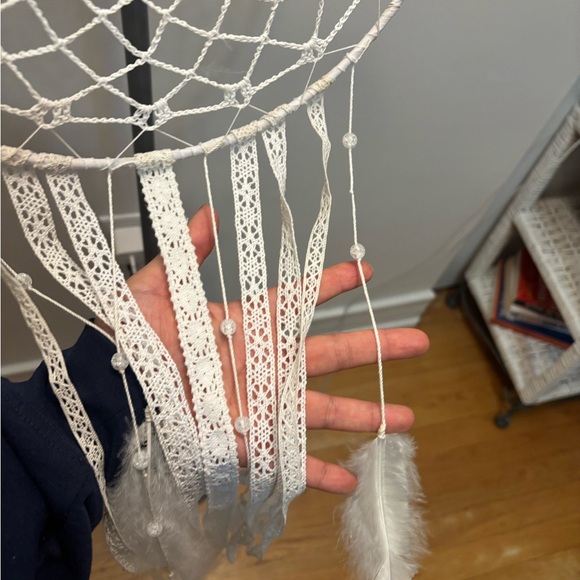 White Dreamcatcher with Faux Feathers - Picture 8 of 10